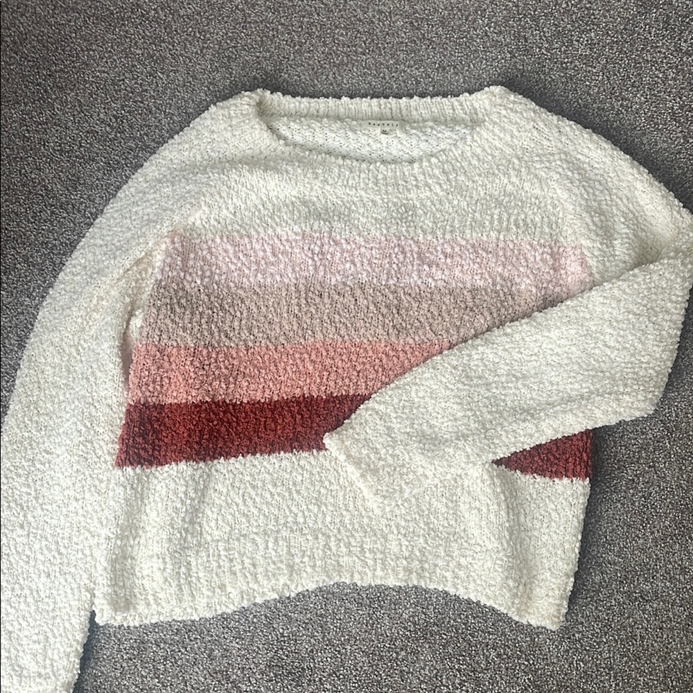 Cozy Striped Sweater - Cream, Pink, Red